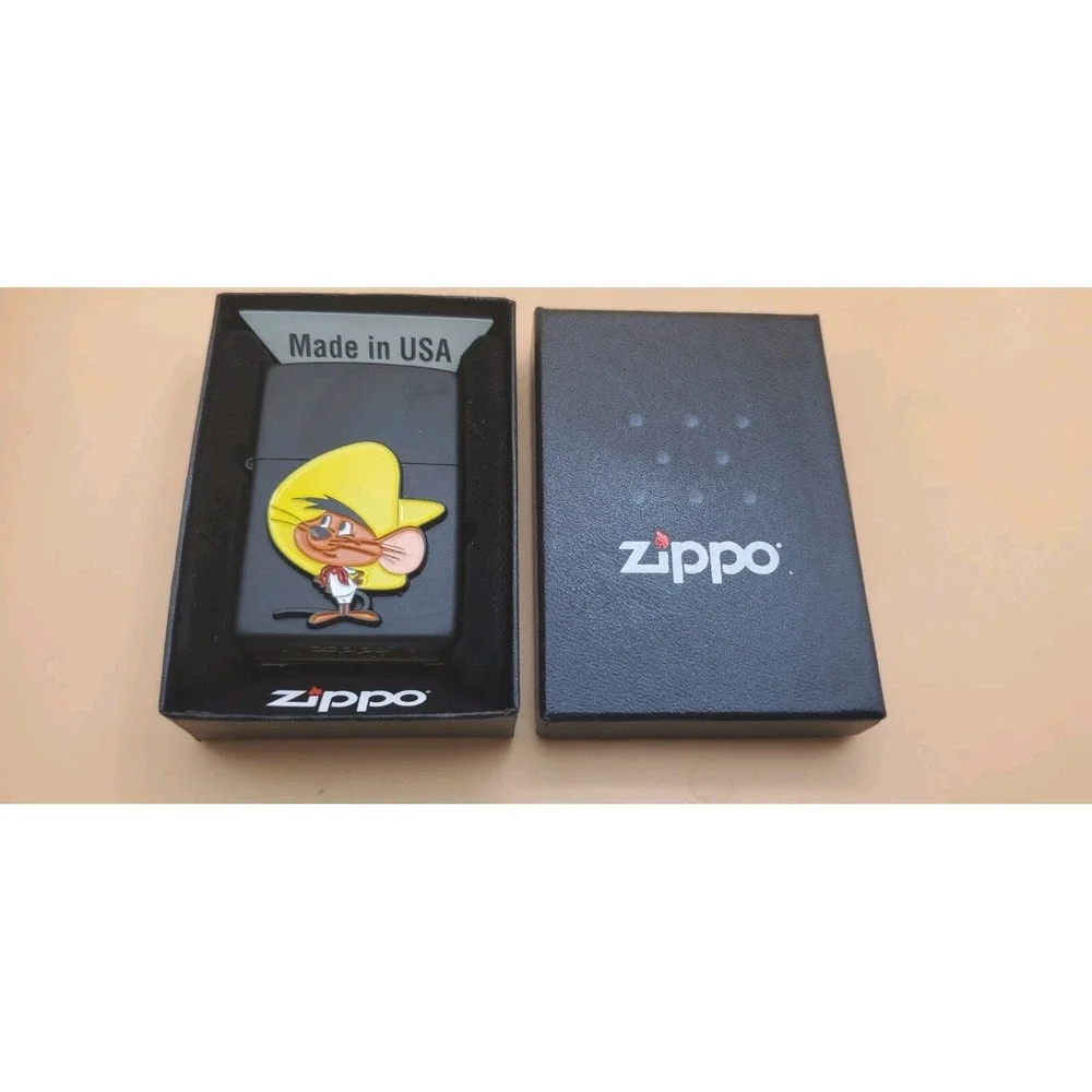 Zippo Lighter With A Fastest Mouse Medallion Matt Black